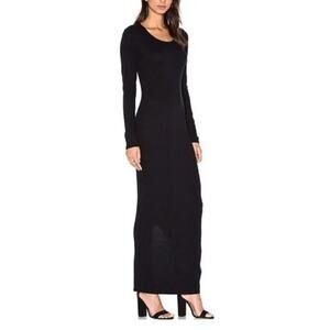 James Perse Dress Womens Size 3 Large Black Ruched Maxi Knit Bodycon Cotton